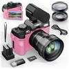 NBD Videocamera 4K a 30 fps e fotocamera digitale da 48 MP - Perfetta per YouTube! Con messa a fuoco manuale, obiettivo grandangolare e macro, zoom 16x, Wi-Fi.