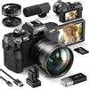 NBD Fotocamera digitale NBD 8K 64 MP - Autofocus, zoom 16x, display a 180°, Wi-Fi + obiettivi, 2 batterie, scheda di memoria da 64 GB e microfono
