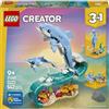 LEGO Creator 3 in 1 Animali marini: meravigliosi delfini 31385 | Giochi per bambine da 9 anni, pesce giocattolo ricostruibile in cavalluccio marino o in granchio, idea regalo, 542 pezzi