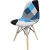 BUYBUY Sedia serie Picasso in PP con seduta in spugna ricoperta con stoffa in stile patchwork, piedi in legno di faggio e metallo Patchwork PIC012