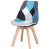 BUYBUY Sedia serie Picasso in PP con seduta in spugna ricoperta con stoffa in stile patchwork, piedi in legno di faggio e metallo Patchwork PIC014