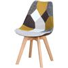 BUYBUY Sedia serie Picasso in PP con seduta in spugna ricoperta con stoffa in stile patchwork, piedi in legno di faggio e metallo Patchwork PIC024