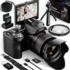 NBD Fotocamera da 64 MP, zoom 16x e video 5K con controllo basato su app WiFi, schermo rotante e WLAN. Microfono libero, autofocus, scheda SD da 32 GB