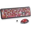 Merkloos Tastiera e mouse wireless - Tastiera retrò a macchina da scrivere - 2,4 GHz - Rosso