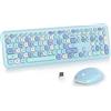 Merkloos Tastiera e mouse wireless - Retrò - Blu - Formato completo - 2,4 GHz
