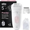 Braun Silk-Épil 5 Epilatore Elettrico Donna, Accessori, 5-030 Bianco/Rosa | Rasoio Elettrico Donna Impermeabile, Pelle Liscia a Lungo, con Custodia e Testina Radente
