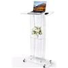 VEVOR Leggio da Podio 120 cm in Acrilico per Laptop Ripiano Portaoggetti, per Scuole, Chiese ed Eventi, Scrivania Mobile Portatile Trasparente con Ripiano Portaoggetti, Fermalibri e Ampia Superficie