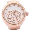 wosume Orologio ad anello con quadrante rotondo, orologio ad anello al quarzo, orologio ad anello in oro/oro rosa con fiore rosa, per la maggior parte dei compleanni di donne ragazze
