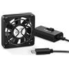 OTraki Ventilatore USB idraulico, 4 cm, 3 velocità regolabili, colore: Nero | Mini ventilatore 40 x 40 x 10 mm 3500 4200 5000 giri/min per PC router PS4