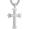 HZMAN Grande collana a croce da uomo in acciaio inossidabile lucido pesante oversize argento ciondolo croce fede cristiana gioielli regalo 7 mm catena cubana