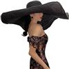 Dremokay Cappelli da spiaggia oversize a tesa larga per le donne cappello di paglia grande protezione UV parasole pieghevole cappello estivo 70 cm
