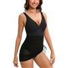 Gofeiibe Costume da bagno intero taglie forti per le donne controllo della pancia copertura completa abito da bagno laterale in rete push up imbottitura dimagrante costume da bagno