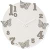 Abitarte 607_BIT_30 OROLOGIO LASER LEGNO BIANCO,GRIGIO E TORTORA DISEGNO FARFALLE LAMINATO MISURA 30X30CM