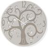 Abitarte 622_BIG_30 OROLOGIO LASER LEGNO BIANCO,GRIGIO E TORTORA ALBERO DELLA VITA CON FOGLIE LAMINATO MISURA 30X30CM