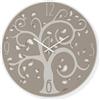 Abitarte 622_BIT_30 OROLOGIO LASER LEGNO BIANCO,GRIGIO E FONDO TORTORA ALBERO DELLA VITA CON FOGLIE LAMINATO MISURA 30X30CM