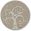 Abitarte 622_BRC_30 OROLOGIO LASER LEGNO BIANCO E FONDO TORTORA ALBERO DELLA VITA CON FOGLIE LAMINATO MISURA 30X30CM