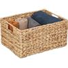Relaxdays Cesto Portaoggetti in Giacinto d'Acqua, HLP: 19x28x37 cm Organizer Bagno, Stile Vimini Intrecciato, Naturale