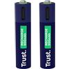 Trust Pile Ricaricabili AAA Porta USB-C Integrata, Batterie AAA, 2 Pezzi | 500 mAh, Ricaricabili tramite Porta USB, Nessun Caricabatteria Necessario, Mini Stilo, Cavo Incluso