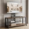 Rolipo Mobile TV, legno, vetro temperato nero, altezza regolabile, orientabile, supporto a parete, dimensioni H125/L116/P42 cm (marrone)