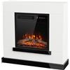 HOMCOM Camino Elettrico da Terra con Cornice Porta TV 50'', 900/1800W, Effetto Fiamma 3D LED Realistico, Bianco | Aosom Italy