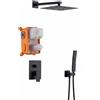 Box Doccia Int. Set Doccia Incasso Nero Opaco con Soffione 25x25 e Doccetta