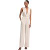 Simona Corsellini - Tuta Scollo a V - - Jumpsuits & Playsuits - Donna - Beige