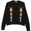 Liu Jo - Cardigan in Lana con Fantasia Argyle - - Knitwear - Donna - Nero