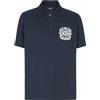 Balmain - Polo in cotone con stampa stemma - - Tops - Uomo - Blu