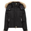 Fracomina - Piumino Regular con Cappuccio e Pelliccia Sintetica - - Jackets - Donna - Nero