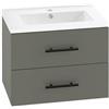 HOMCOM Mobile Bagno Sospeso con Lavabo in Ceramica e 2 Cassetti Verde Scuro | Mobiletto Bagno con Lavabo, Moderno e Salvaspazio, con Foro per Rubinetto e Scarico, 61x40x48 cm