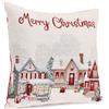 Bizzotto Fodera Cuscino Natalizia Village Bianco 45x45 cm - Copricuscino Decorativo per Divano e Arredo Casa a Natale