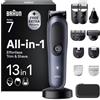 Braun Rasoio Elettrico Barba e Capelli Serie 7, Accessori AIO7565 Blu | Rifinitore All-in-One 13in1, Lama Problade, Rasoio Elettrico Corpo Uomo, Peli Naso, Impermeabile Ricaricabile