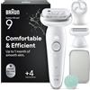 Braun Silk-Épil 9 Epilatore Elettrico Donna, Accessori, 9-080 Argento | Depilatore Corpo Donna Impermeabile, Custodia, Cappuccio Regolatore, Spazzola Esfoliante, Acc. Massaggiante, Testina Radente