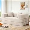 Vipbear Divano letto doppio senza struttura, 160 cm, velluto a coste premium 5 in 1, versatile, memory foam, pieghevole, per soggiorno, bianco