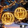 Joycome 2 Pezzi Sfere Luminose Natalizie 30CM 200 LED Stella Palla Luminosa | 8 Modalità, Impermeabile Palle Luminose Natalizie con Trasformatore, Decorazioni Natalizie Esterno Interno per Casa - Marrone