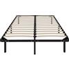 HOMCOM Letto Matrimoniale Industriale a 28 Doghe con Spazio Contenitore, in Legno e Acciaio, 190x140x31 cm, Nero e Legno