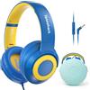 Merkloos Cuffie per bambini con microfono - Limitatore di volume 85/94 dB - Pieghevoli - Blu