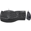 Perixx PERIDUO-512B - Set di tastiera e mouse ergonomici - Mouse di design verticale, cablato, USB, nero - Comodo layout QWERTZ