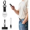 MoKo Laccio per cellulare retrattile con gancio bloccabile | Cordino per cellulare con cavo in acciaio estensibile fino a 70 cm e linguetta girevole 360°, nero e argento.