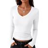 Hotouch Maglietta Donna Maniche Lunghe Tshirt Scollo a V Aderente Maglia | Maglietta Elegante, Slim Fit Tops, Sottogiacca, Aderente Elasticizzato, Basic Casual Shirts, Tinta Unita,XS-XXL