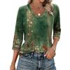 Zeagoo Camicia Donna Manica 3/4 Scollo V Elegante Blusa Estate Basic Tunica Raglan T-Shirt Floreale Tops S-3XL