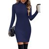 Hotouch Abito in Maglia da Donna Elegante Abito A Collo Alto E Maniche Lunghe Vestito Invernale Caldo S-XXL