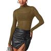NONSAR Maglia da donna in rete trasparente, a maniche lunghe, sexy, in rete