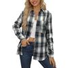 NONSAR Camicia da donna a quadri, con bottoni, a maniche lunghe, per Oktoberfest, a quadri, casual, con scollo a V, in flanella