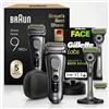Braun Serie 9 Pro+ Rasoio Elettrico Barba Nero, 9618SI Rasoio Gillette Labs | Regolabarba Uomo Impermeabile, Ricaricabile, con Base di Ricarica e Custodia da Viaggio, Rasoio Gillette Labs con 2 Lamette
