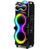 Pyle Cassa Bluetooth Potente 240 Watt, Speaker con Microfono Wireless, Altoparlante Bluetooth Portatile 25 cm, Karaoke, Batteria Ricaricabile, USB/SD/AUX/FM, LED, Esterno/Interno