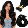 Hetto Extension Capelli Veri Cheratina 60cm 50 Ciocche per Eventi Speciali | Nero Corvino, Giunzioni dal profilo discreto, Flessibilità per diverse pettinature, Lunghezze con luminosità delicata, 50g