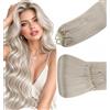Hetto Extension Microring Capelli Veri Effetto Volume 50ciocche 45cm | Look da Sera, Montaggio Mediante Tecnica di Applicazione a Freddo, Biondo Bianco, Styling per Acconciature Raccolte, 50g