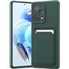 LVVFEI Custodia per Xiaomi Redmi Note 12 Pro 5G con Portacarte, Custodia in Silicone TPU Antiurto Integrata, Cover con Fessura per Carte di Credito Design Finitura Opaca, Verde