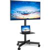 RFIVER Supporto TV da Pavimento Porta TV con Ruote Carrello per Schermi Plasma/LCD/LED 27-60 Pollici, Mobile TV con Ruote Max.40 kg, Max VESA 400 x 400 mm con Altezza Regolabile Nero